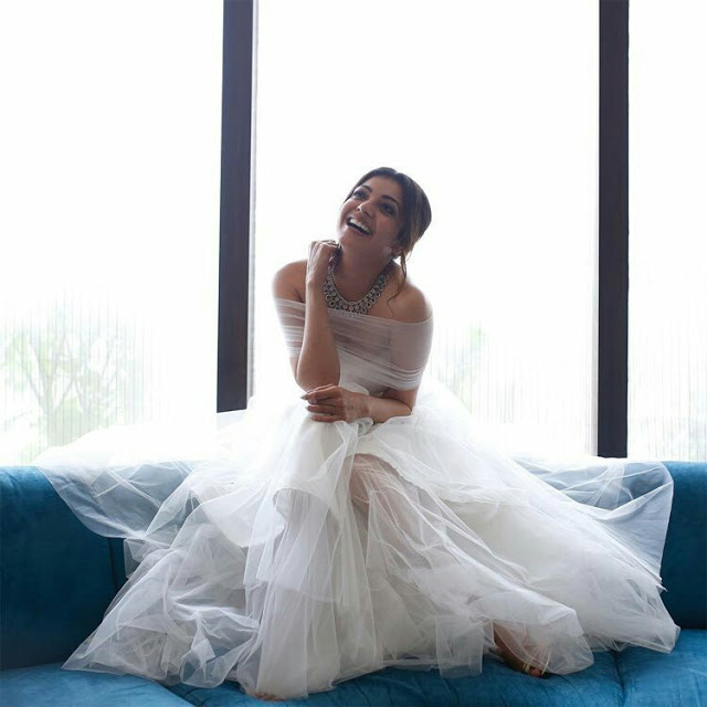 Actress Kajal Aggarwal Photos In Transparent White Dress 3